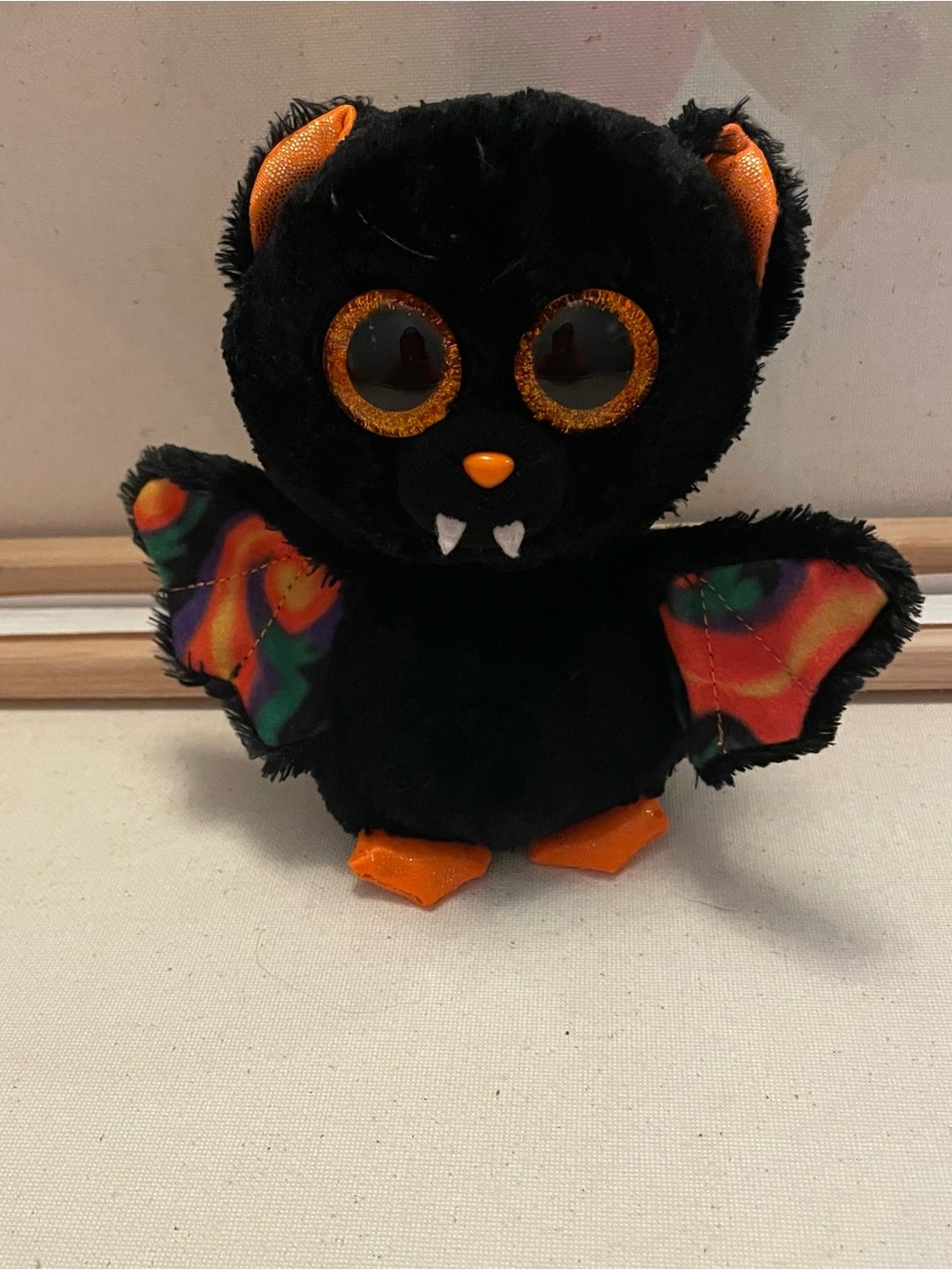 Beanie Boo Plush Black Bat Toy with Orange wings Halloween